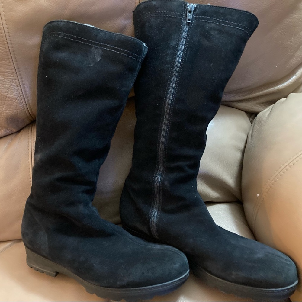 Fabulous Italian suede black leather knee high boots - Picture 2 of 9